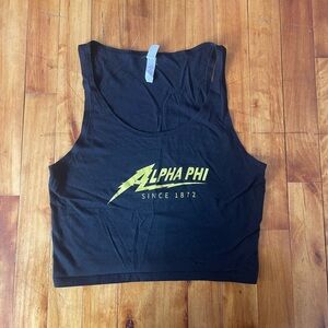 Alpha Phi (APHI) Black Cropped Tank Top